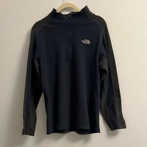 The North Face Quarter Zip Fleece- Navy Blue and Grey - Size XL